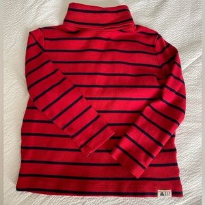 Gap Toddler 100% Organic Cotton Turtleneck T-Shirt, Red and Navy Stripe